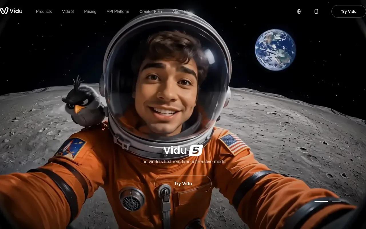 Screenshot of the Vidu website