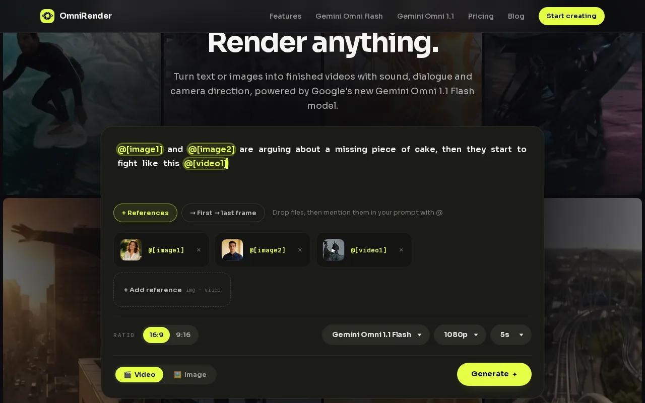 Screenshot of the OmniRender website