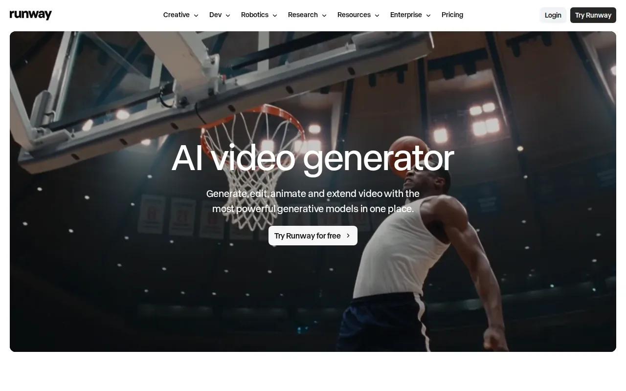 Screenshot of the Runway Gen-4.5 website