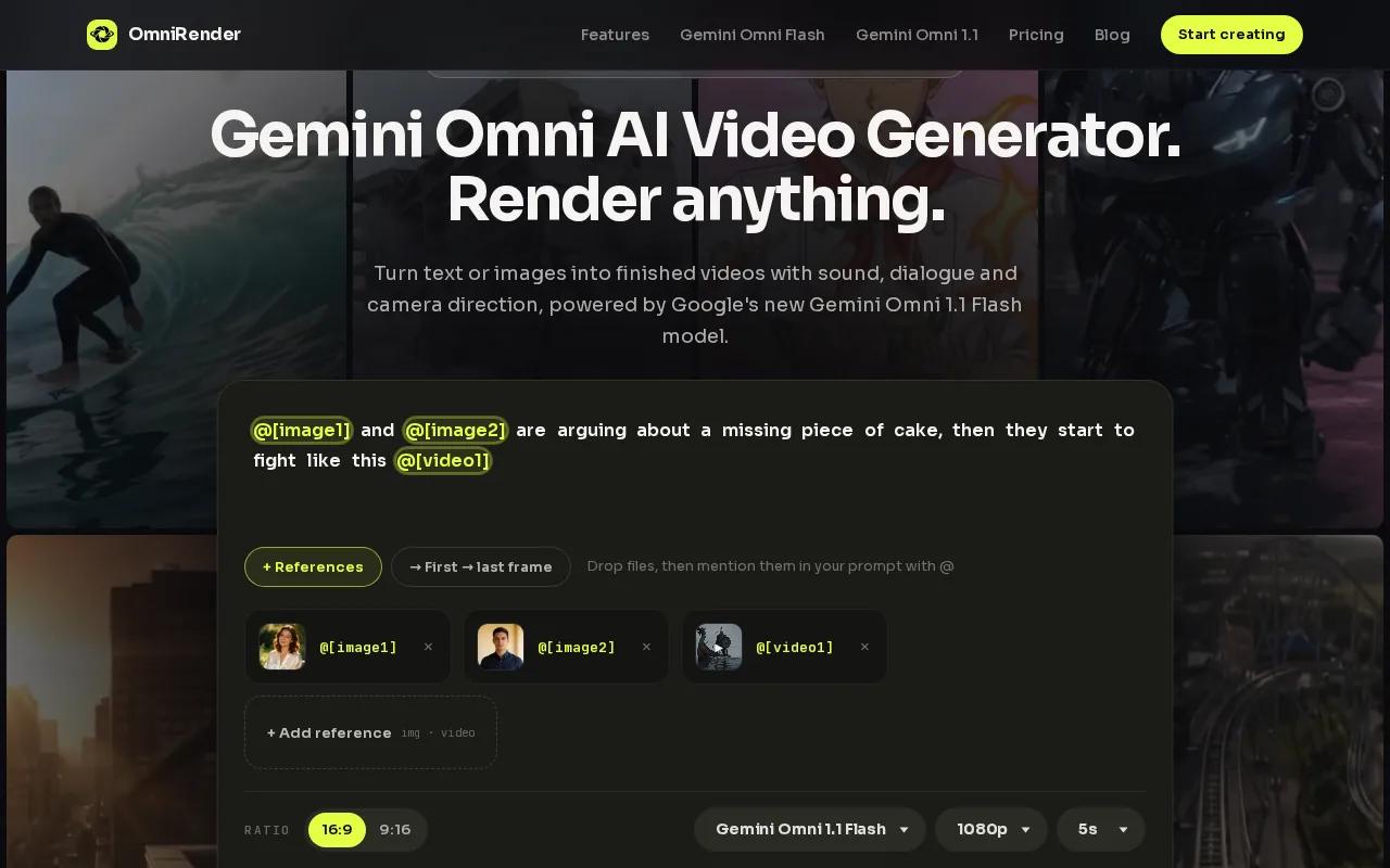 Screenshot of the OmniRender website