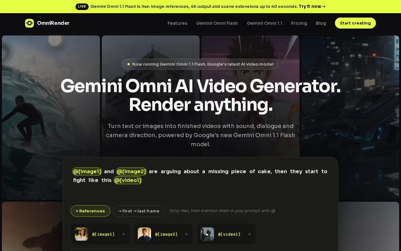 Screenshot of the OmniRender website
