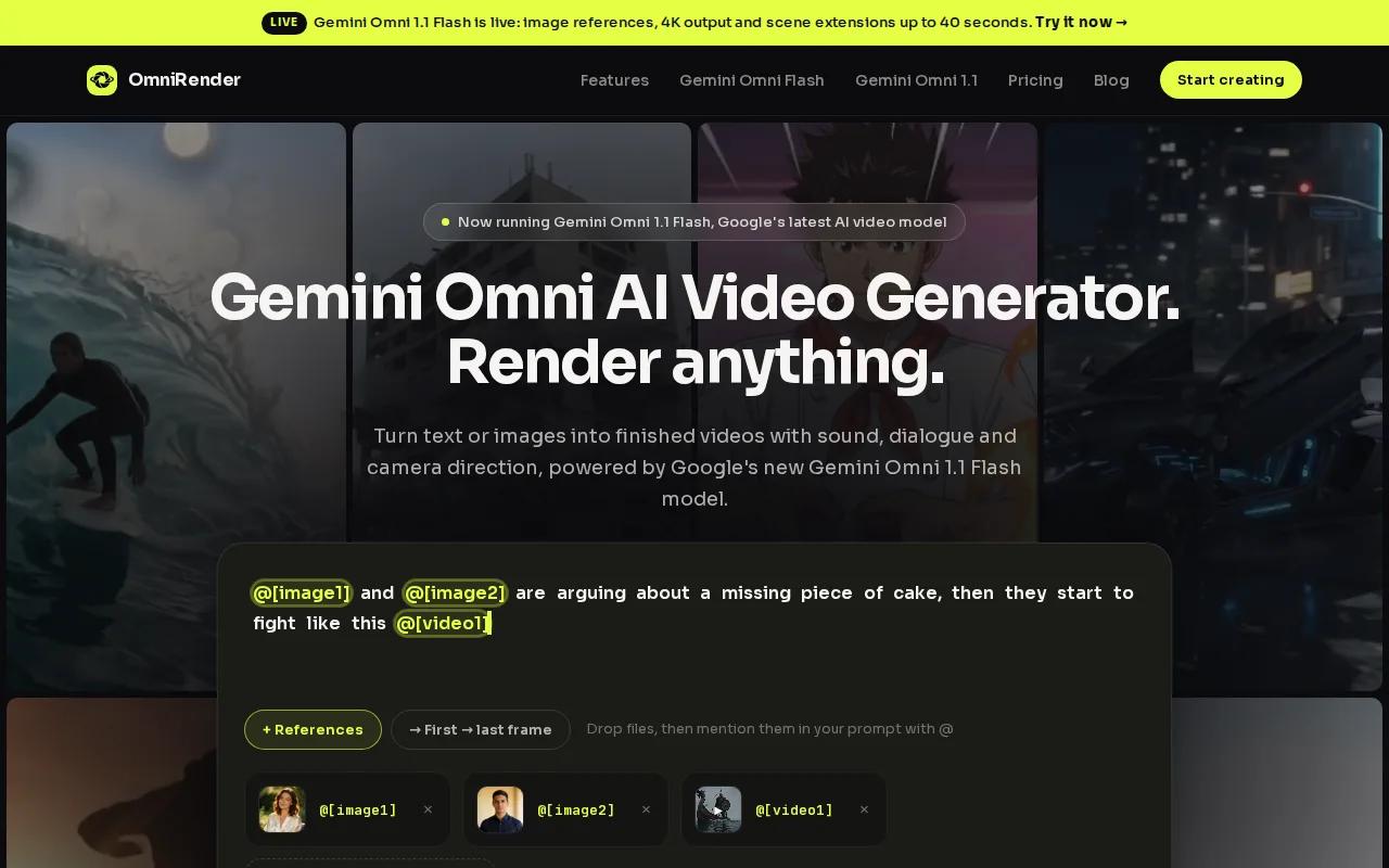Screenshot of the OmniRender website