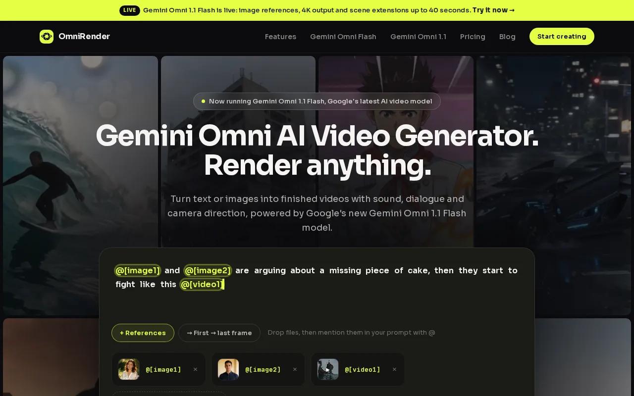 Screenshot of the OmniRender website