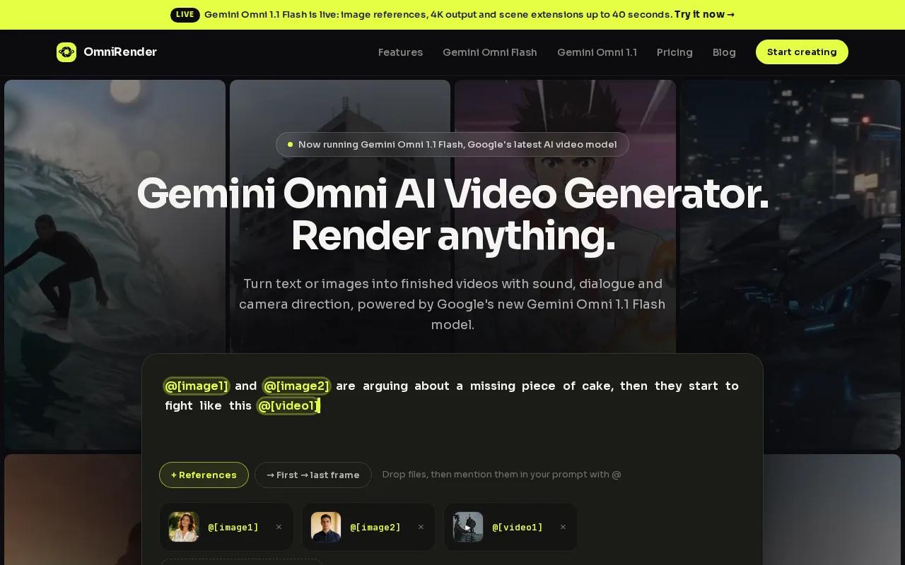 Screenshot of the OmniRender website
