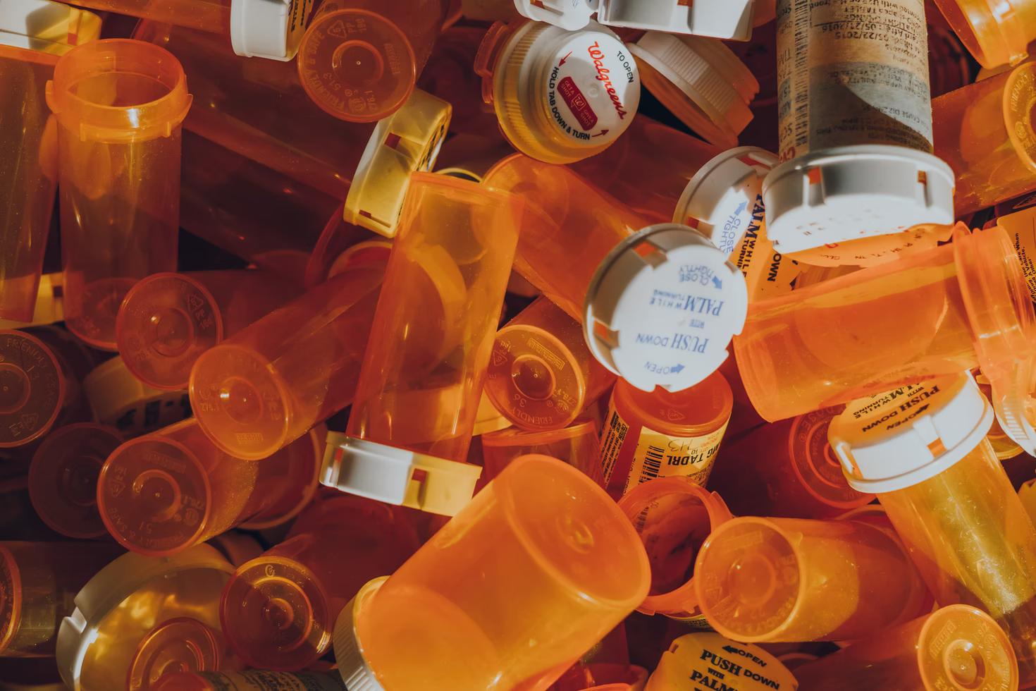 Empty prescription pill bottles
