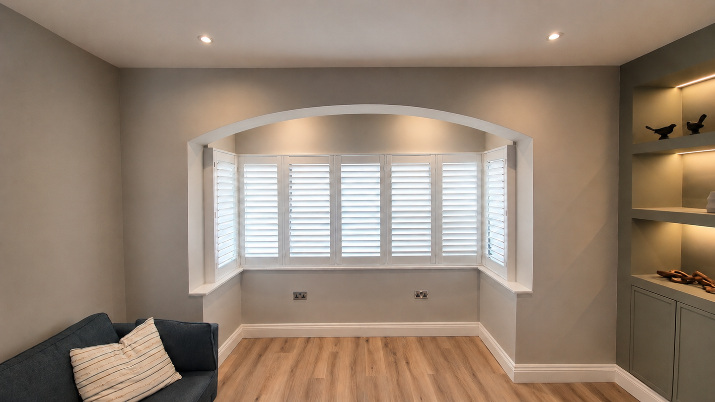 Living room after plantation shutters were fitted