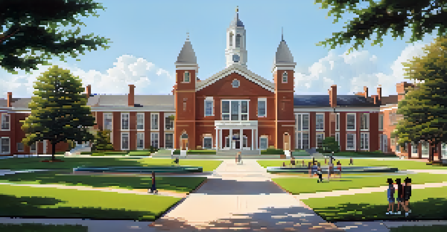 A beautiful private school campus with students engaged in sports and arts activities amidst well-maintained gardens.