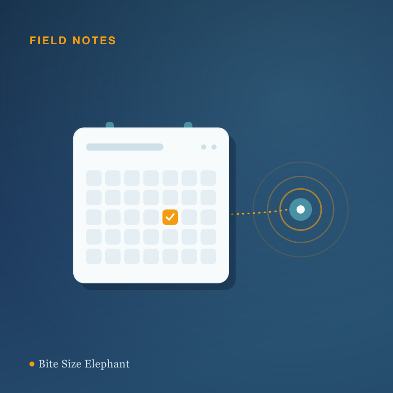 A calendar with one slot booked in gold, reached by an AI agent.