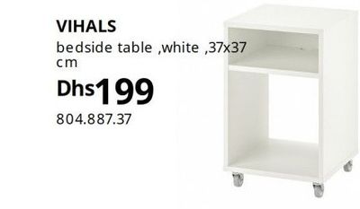 VIHALS bedside table, white, 37x37 cm