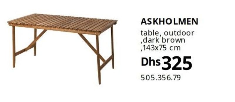 ASKHOLMEN table, outdoor, dark brown, 143x75 cm