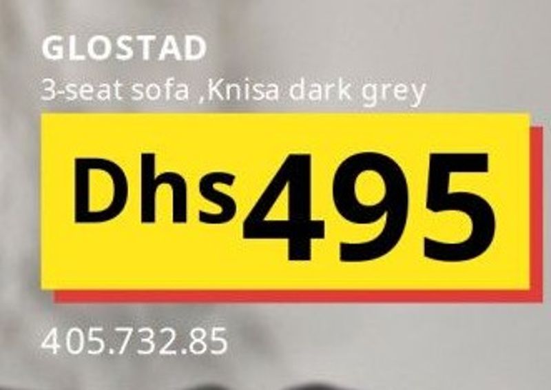 GLOSTAD 3-seat sofa, Knisa dark grey