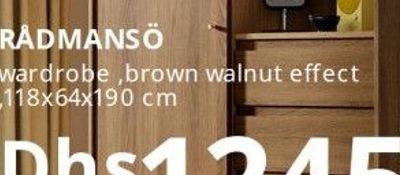 RÅDMANSÖ wardrobe, brown walnut effect, 118x64x190 cm