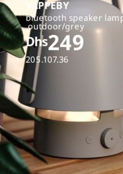 VAPPEBY bluetooth speaker lamp outdoor/grey