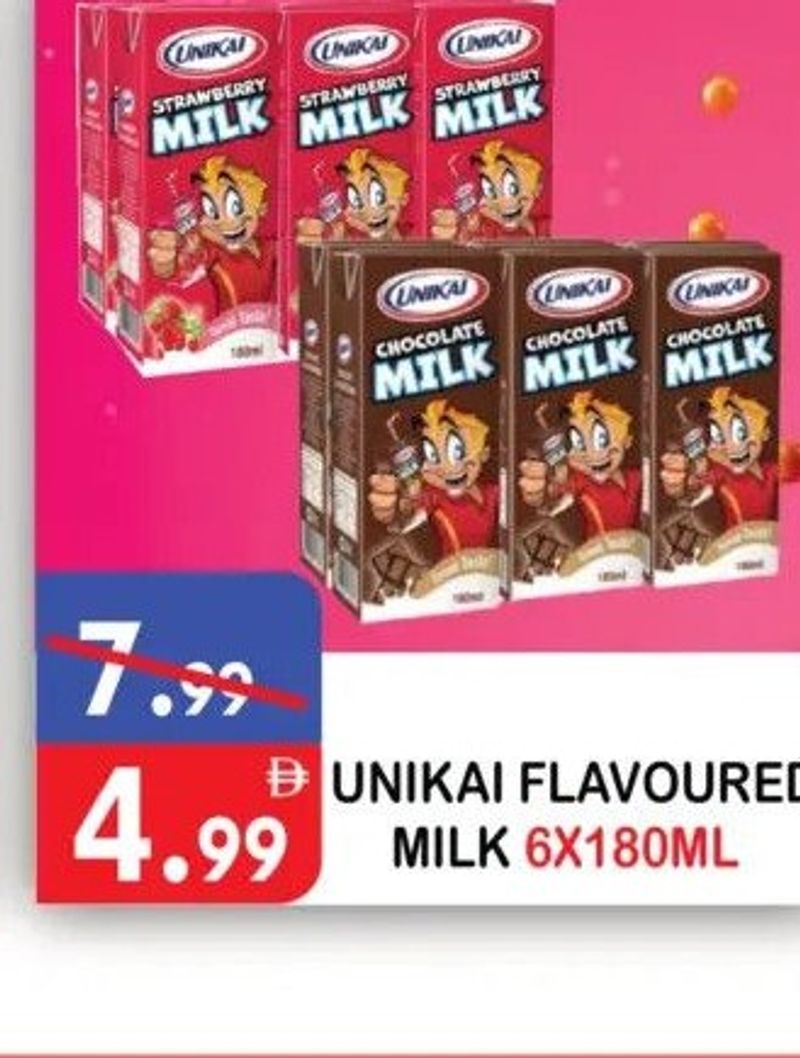 UNIKAI FLAVOURED MILK 6X180ML