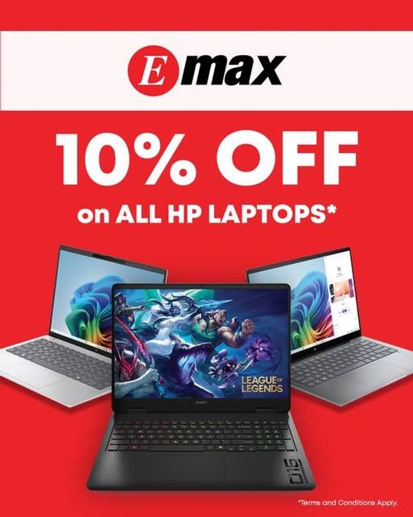 Get 10% On All HP Laptops from Emax until 31st May