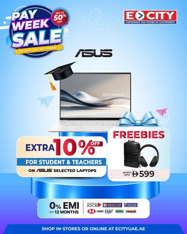 Sale On ASUS Laptops from ECity until 4th October