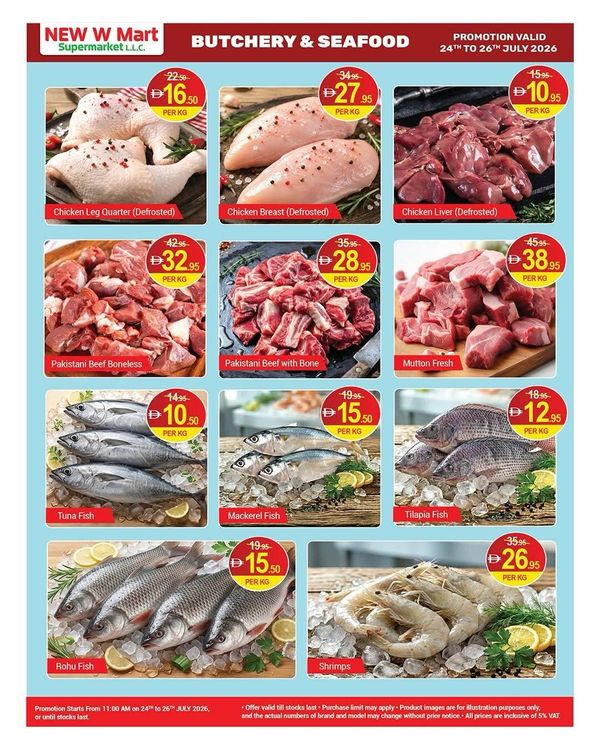 Butchery & Seafood Deals from New W Mart until 26th July