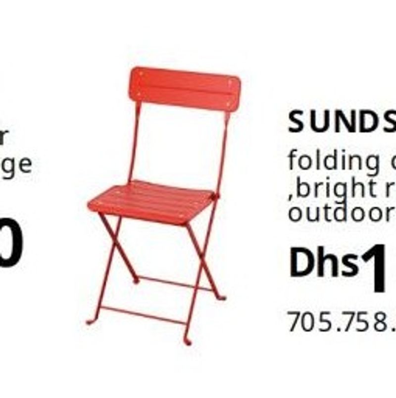 SUNDSÖ folding chair, bright red outdoor