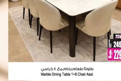 Marble Dining Table 1+8 Chair Asst