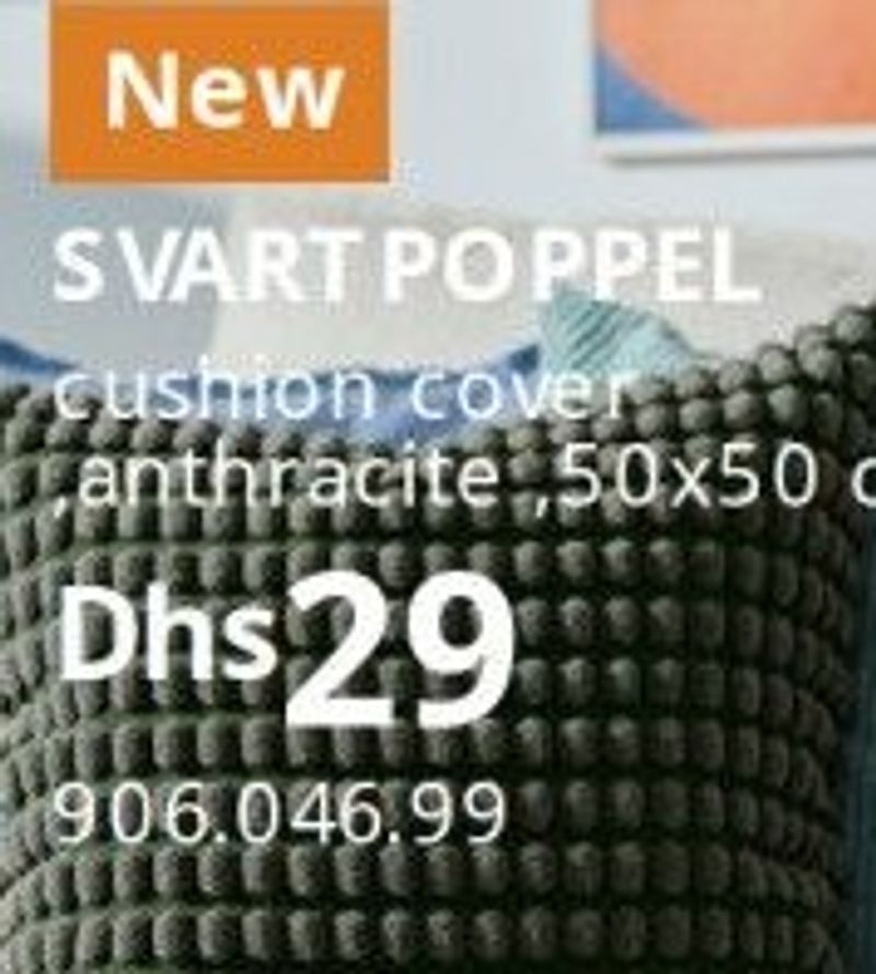 SVART POPPEL cushion cover, anthracite, 50x50 cm
