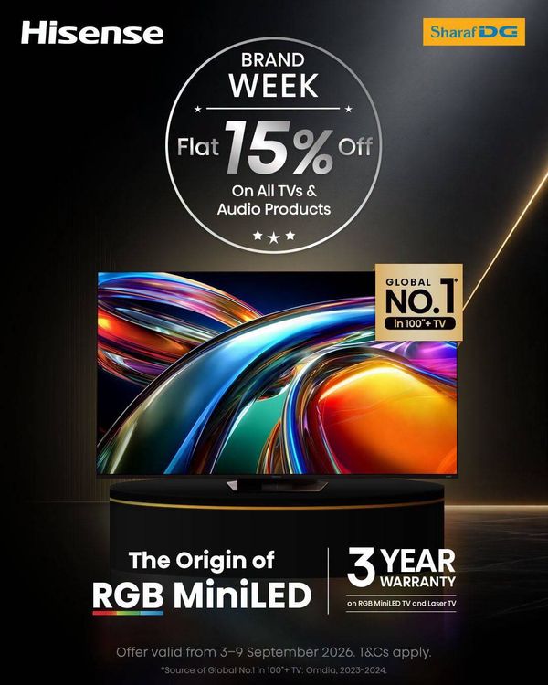 Brand Week Flat 15% Off from Sharaf DG until 9th September