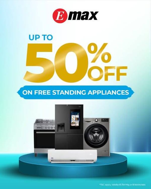 Up To 50% Off On Free Standing Appliances from Emax until 31st May