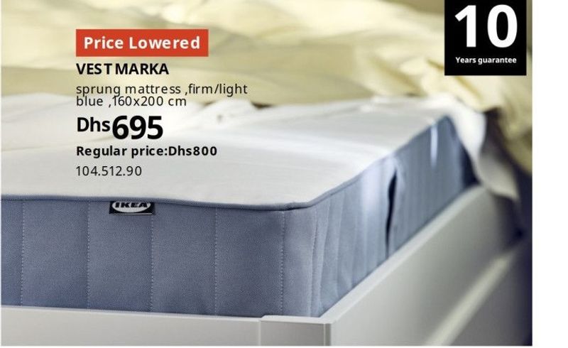 VEST MARKA sprung mattress, firm/light blue, 160x200 cm