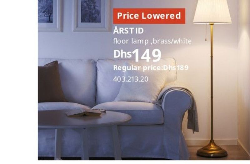 ÅRSTID floor lamp, brass/white