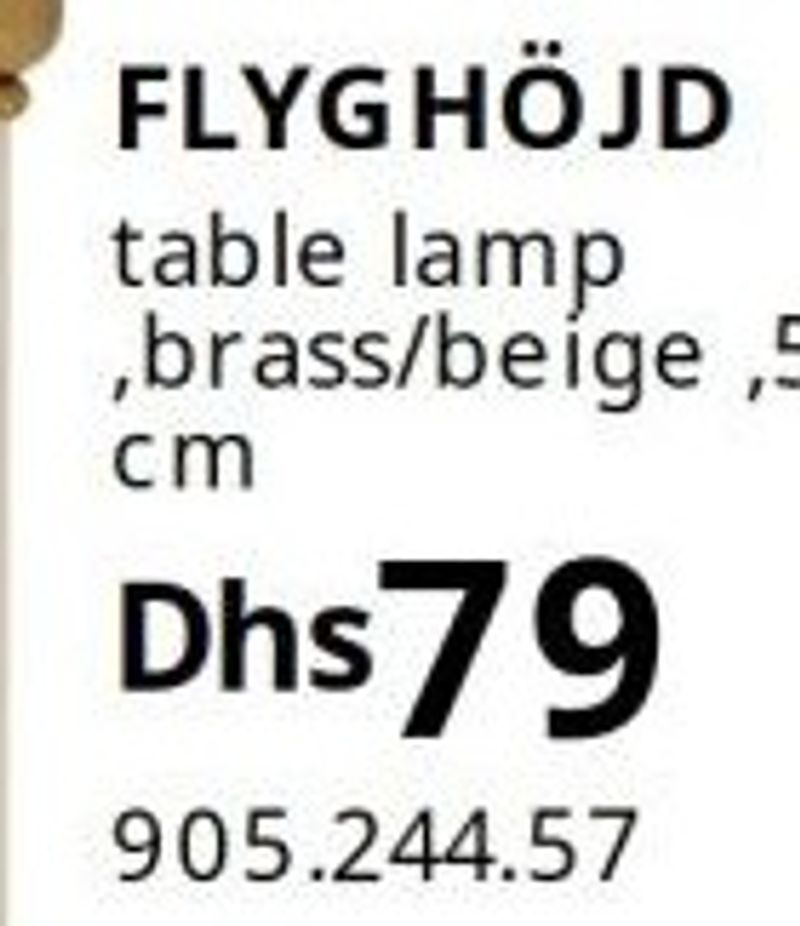 FLYGHÖJD table lamp ,brass/beige ,54 cm