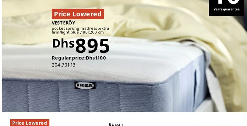 VESTERÖY pocket sprung mattress, extra firm/light blue, 180x200 cm