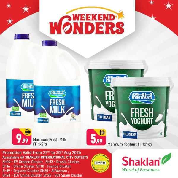 Weekend Wonders from Shaklan until 30th August