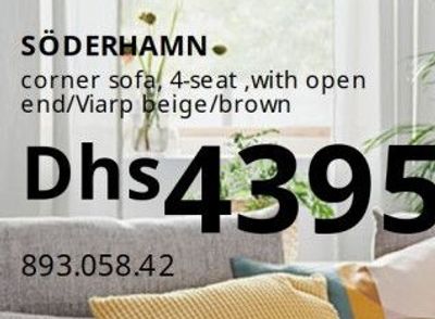 SÖDERHAMN corner sofa, 4-seat, with open end/ViarP beige/brown