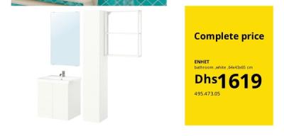 ENHET bathroom, white, 64x43x65 cm