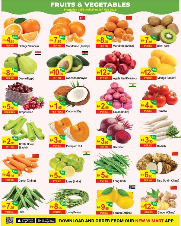 Fruits & Vegetables Sale from New W Mart until 10th May