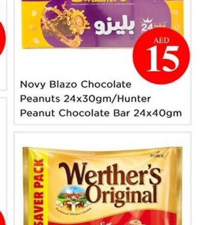 Novy Blazo Chocolate Peanuts 24x30gm/Hunter Peanut Chocolate Bar 24x40gm