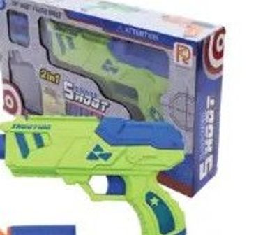2-in-1 Power Shoot Toy Gun Assttd