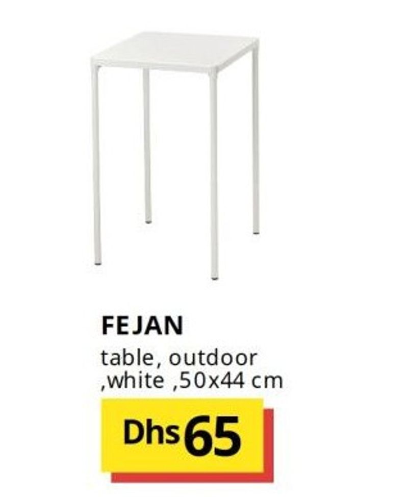 FEJAN table, outdoor, white, 50x44 cm