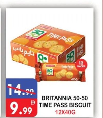 BRITANNIA 50-50 TIME PASS BISCUIT 12X40G