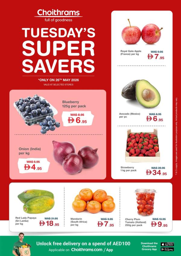 Tuesday's Super Savers from Choithrams until 26th May