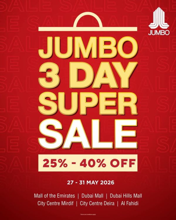 Super Sale from Jumbo until 31st May