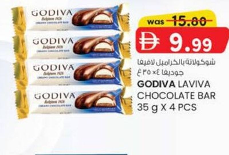GODIVA LAVIVA CHOCOLATE BAR 35 g X 4 PCS