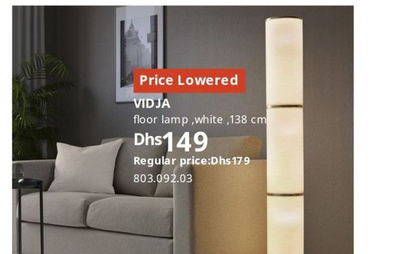 VIDJA floor lamp, white, 138 cm