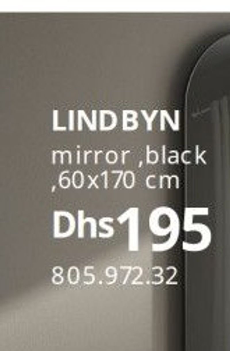 LINDBYN mirror, black, 60x170 cm