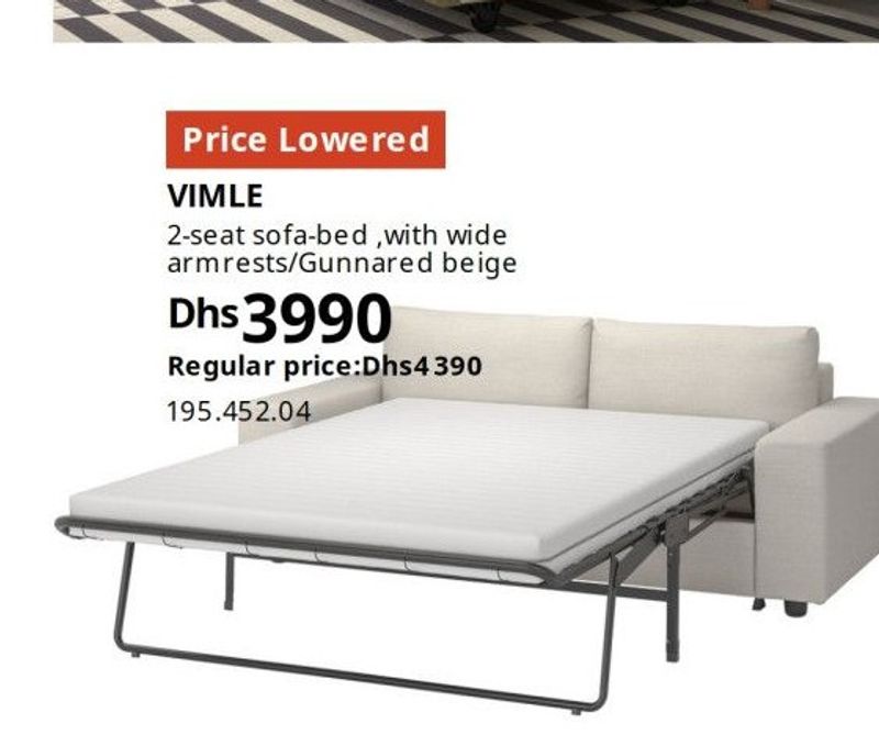 VIMLE 2-seat sofa-bed, with wide armrests/Gunnared beige