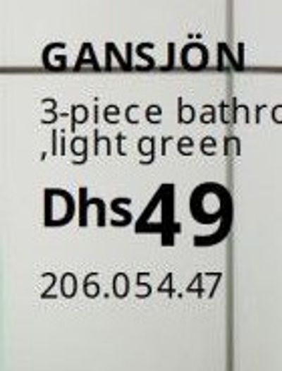 GANSJÖN 3-piece bathroom set, light green
