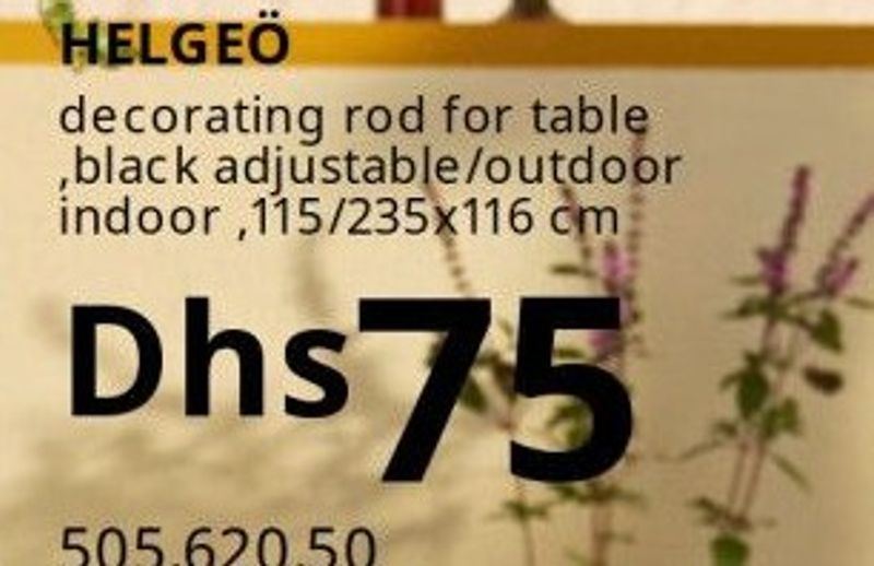 HELGEÖ decorating rod for table, black adjustable/outdoor indoor, 115/235x116 cm