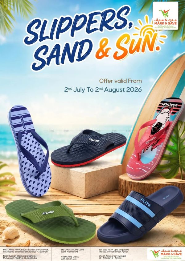 Slippers, Sand & Sun from Mark & Save until 2nd August