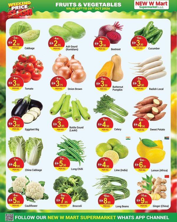 Fruits & Vegetables Deals from New W Mart until 25th October