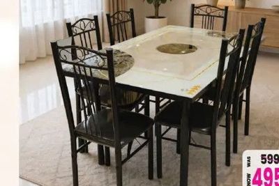Glass Dining Table 1+6 Chair Asst