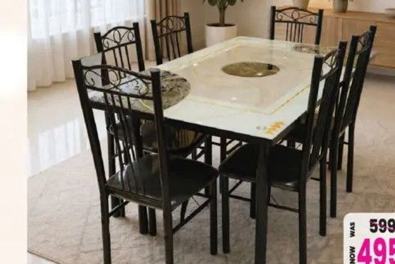 Glass Dining Table 1+6 Chair Asst